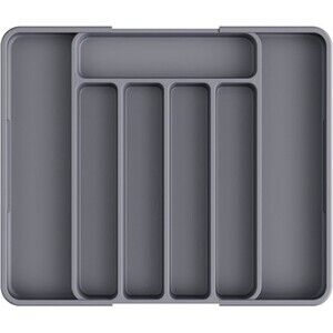 Silverware Drawer, Organizer, Expandable Utensil Tray, for Kitchen, Black